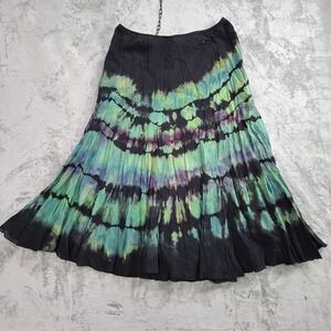 Vintage Misfit Og Reverse Tie Dye Peasant Broomstick Maxi Skirt Size 14